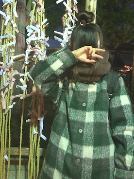 「coca（coca）（コカ）のアイテム（ノーカラーコート）」を使った、せのさん（レディース・149cm）の冬コーディネート