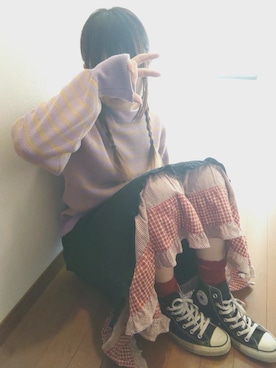 「メンヘラ」｜「アイテム（ピンク系）」を使った、せのさん（レディース・149cm）の冬コーディネート