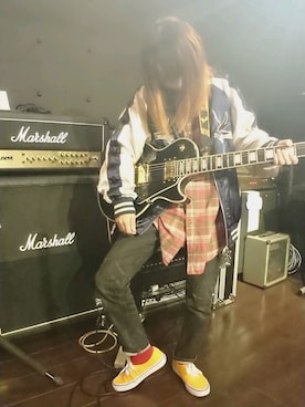 「ネルシャツ」｜「アイテム（スタジャン）」を使った、せのさん（レディース・149cm）の冬コーディネート