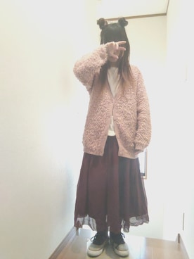 「メンヘラ」｜「アイテム（ピンク系）」を使った、せのさん（レディース・149cm）の冬コーディネート