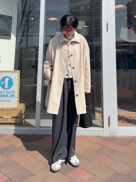 「URBAN RESEARCH DOORS（アーバンリサーチドアーズ）のメランジニットカーディガン（カーディガン/ボレロ、ホワイト系）」を使った、moeさん（レディース・159cm）の春コーディネート