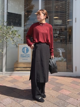 「ラップスカート」｜moeさん（レディース・159cm）の秋コーディネート