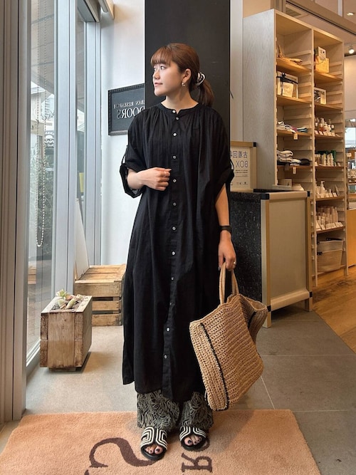 セール】コットンボイルロールアップハーフスリーブワンピース