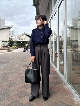 「RODE SKO（ロデスコ）のワンハンドル3WAYバッグ（ハンドバッグ）」を使った、moeさん（レディース・159cm）の秋コーディネート