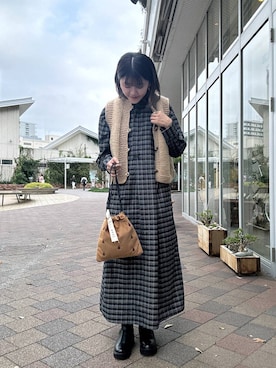 「アイテム（シャツワンピース）」を使った、moeさん（レディース・159cm）の秋コーディネート