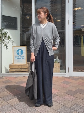 「アイテム（オールインワン・サロペット）」を使った、moeさん（レディース・159cm）の秋コーディネート