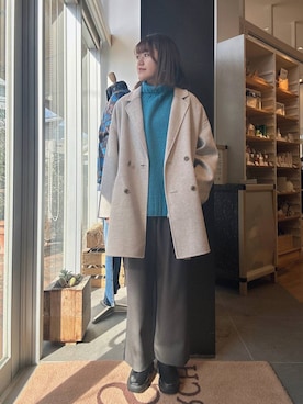 「URBAN RESEARCH DOORS（アーバンリサーチドアーズ）のウールリバーテーラードコート（その他アウター）」を使った、moeさん（レディース・159cm）の冬コーディネート
