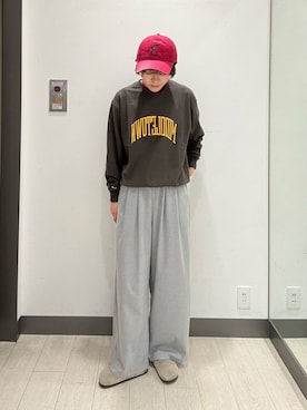 「URBAN RESEARCH（アーバンリサーチ）の『UR TECH SMOOTHLUXE』ウール混タックギャザーストレートパンツ（その他パンツ、グレー系）」を使った、moeさん（レディース・159cm）の秋コーディネート