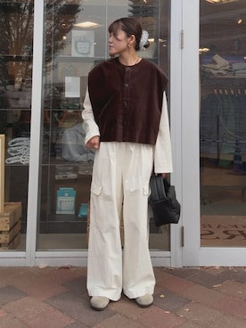 「アイテム（サンダル）」を使った、moeさん（レディース・159cm）の秋コーディネート