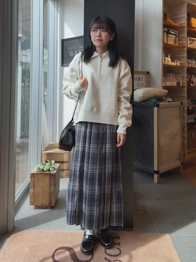 「HARUTA（ハルタ）の『別注』HARUTA×DOORS　キルトローファー（ローファー）」を使った、moeさん（レディース・159cm）の秋コーディネート