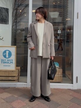 「URBAN RESEARCH DOORS（アーバンリサーチドアーズ）の『仁村紗和さん着用』『UR TECH』完声テーラードジャケット（テーラードジャケット、グレー系）」を使った、moeさん（レディース・159cm）の冬コーディネート