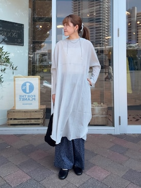 「かぐれ（カグレ）のアイテム（チュニック）」を使った、moeさん（レディース・159cm）の秋コーディネート