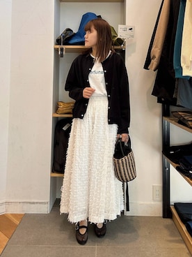 「ウェーブ×カジュアル」｜「アイテム（スカート）」を使った、moeさん（レディース・159cm）の春コーディネート