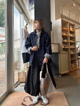 「アイテム（カバーオール）」を使った、moeさん（レディース・159cm）の夏コーディネート