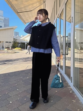 ナッピングウール2WAYベストを使った人気ファッションコーディネート