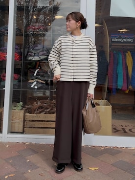 「アイテム（オールインワン・サロペット）」を使った、moeさん（レディース・159cm）の秋コーディネート