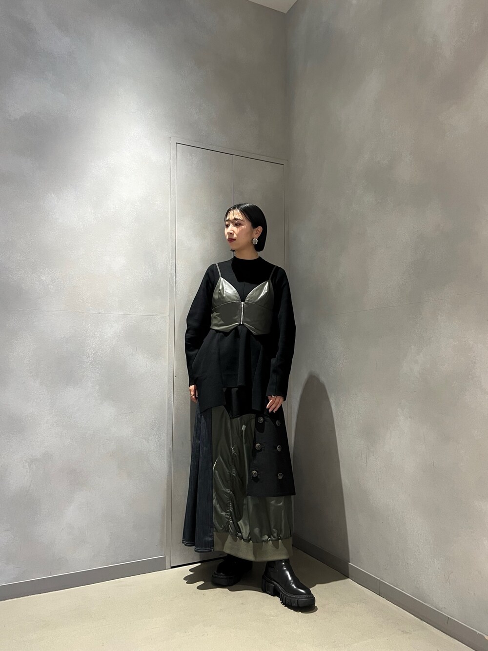 UN3D. アンスリード コクーンスリーブデザインニット ロングニット