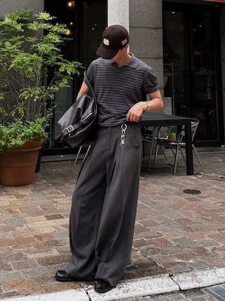 「soerte(ソエルテ)のWool Blend Classic Baseball Cap/ウールブレンドクラシックベースボールキャップ(キャップ)」を使った、Harutoさん(メンズ・178cm)の夏コーディネート