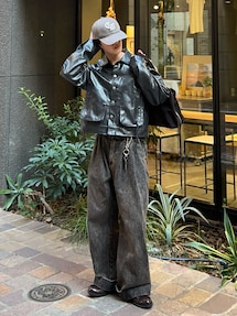 Vintage like military short jacket ( fake leather )/ヴィンテージ