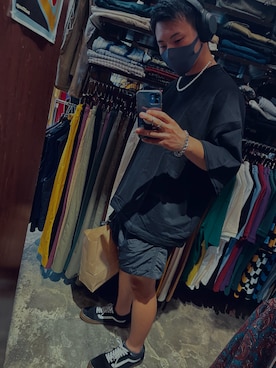 「VANS（バンズ）のVANS ヴァンズ OLD SKOOL DX オールドスクール DX V36CL+ BLACK/WHITE/GUM（スニーカー、ブラック系）」を使った、k*iyaさん（メンズ・173cm）の夏コーディネート