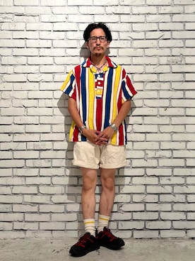 「Engineered Garments（エンジニアードガーメンツ）のアイテム（シューズ）」を使った、164164さん（メンズ・170cm）の夏コーディネート