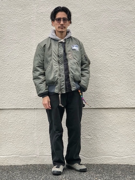 「ペインターパンツ」｜「アイテム（MA-1）」を使った、164164さん（メンズ・170cm）の冬コーディネート
