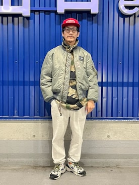 「アイテム（スウェットパンツ）」を使った、164164さん（メンズ・170cm）の冬コーディネート