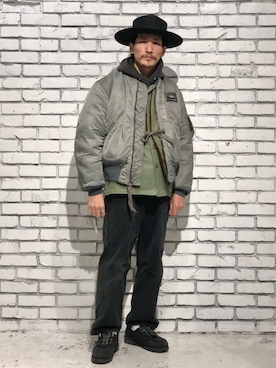 「ペインターパンツ」｜「アイテム（MA-1）」を使った、164164さん（メンズ・170cm）の冬コーディネート