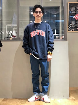 「EDWIN（エドウィン）のアイテム（スウェット）」を使った、164164さん（メンズ・170cm）の秋コーディネート