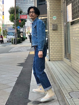 「Wrangler（ラングラー）のアイテム（ジャケット/アウター）」を使った、164164さん（メンズ・170cm）の春コーディネート