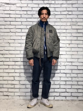 「※ALPHA（アルファ）のアイテム」を使った、164164さん（メンズ・170cm）の冬コーディネート