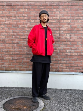 「Engineered Garments（エンジニアードガーメンツ）のアイテム（スリッポン）」を使った、Uhey.kさん（メンズ・185cm）の冬コーディネート