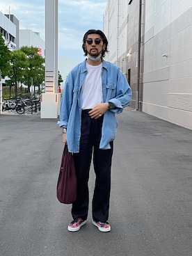 「KNOW WAVE（ノウ ウェイブ）のアイテム」を使った、Uhey.kさん（メンズ・185cm）の夏コーディネート