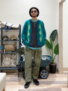 「CPCM（シーピーシーエム）のアイテム（ハンチング/ベレー帽）」を使った、Uhey.kさん（メンズ・185cm）の秋コーディネート