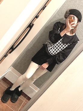 「白タイツ」｜akaneさん（レディース・156cm・20代）の冬コーディネート