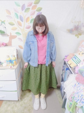 「POU DOU DOU（プードゥドゥ）のアイテム（スウェット）」を使った、ユーリさん（レディース・152cm）の春コーディネート