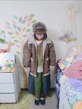 「CRB（シーアールビー）のアイテム」を使った、ユーリさん（レディース・152cm）の冬コーディネート