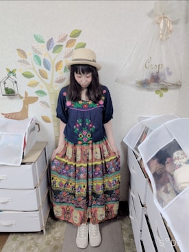 「古着のアイテム（スカート、その他）」を使った、ユーリさん（レディース・152cm）の夏コーディネート