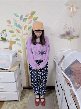 「GU（ジーユー）のアイテム（バレエシューズ、レッド系）」を使った、ユーリさん（レディース・152cm）の秋コーディネート