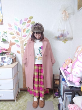 「Crisp（クリスプ）のアイテム（チェスターコート）」を使った、ユーリさん（レディース・152cm）の冬コーディネート