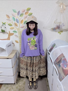 「古着のアイテム（裙子、その他）」を使った、ユーリさん（レディース・152cm）の春コーディネート