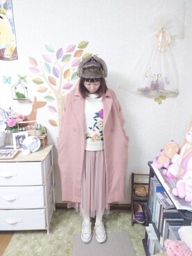 「Crisp（クリスプ）のアイテム（チェスターコート）」を使った、ユーリさん（レディース・152cm）の冬コーディネート