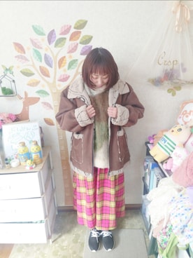 「MERLOT（メルロー）のアイテム（スカート）」を使った、ユーリさん（レディース・152cm）の冬コーディネート