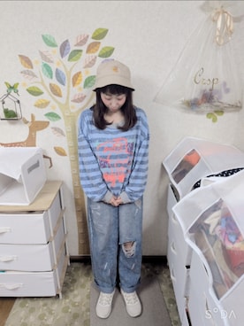 「しまむら（シマムラ）のアイテム（パンツ）」を使った、ユーリさん（レディース・152cm）の春コーディネート