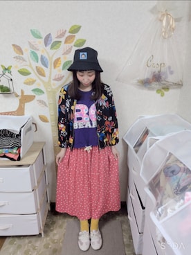 「古着のアイテム（ジャケット/アウター、その他）」を使った、ユーリさん（レディース・152cm）の夏コーディネート