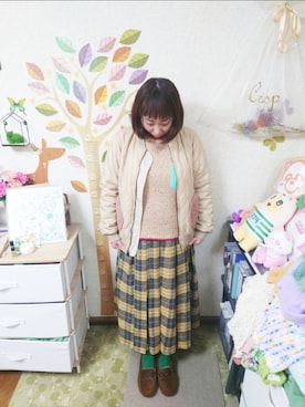 「MERLOT（メルロー）のアイテム（スカート）」を使った、ユーリさん（レディース・152cm）の冬コーディネート