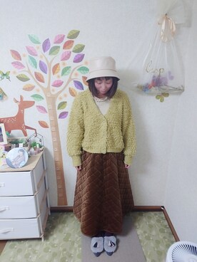 「RAGEBLUE（レイジブルー）のアイテム（帽子）」を使った、ユーリさん（レディース・152cm）の秋コーディネート