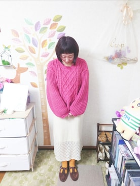 「MERLOT（メルロー）のアイテム（ニット/セーター）」を使った、ユーリさん（レディース・152cm）の春コーディネート