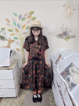 「古着のアイテム（スカート、その他）」を使った、ユーリさん（レディース・152cm）の夏コーディネート