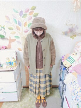 「MERLOT（メルロー）のアイテム（スカート）」を使った、ユーリさん（レディース・152cm）の冬コーディネート